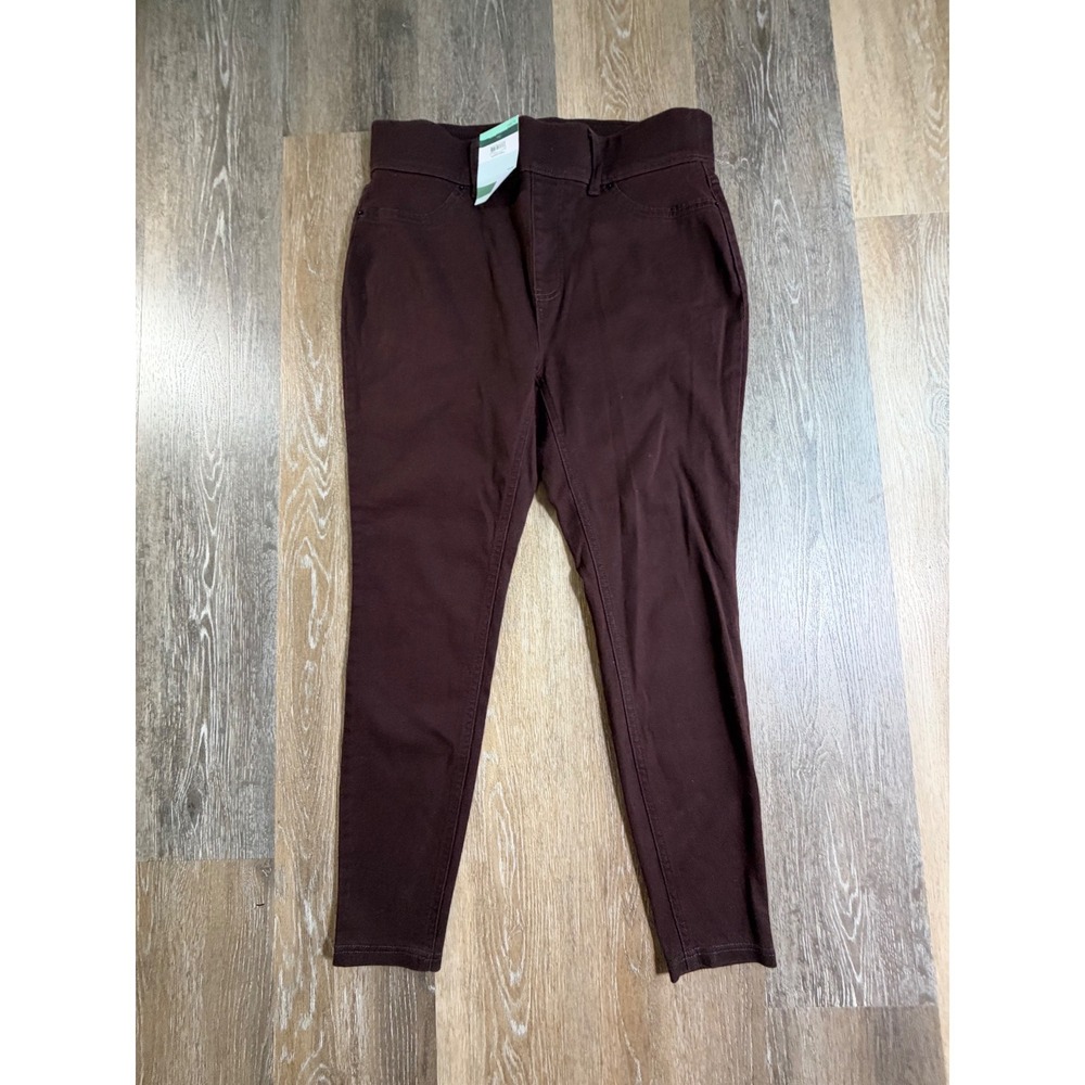 Terra & Sky Skinny Pants Womens 0X (14W) Burgundy Pull On Stretch High Rise